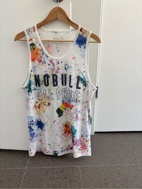 NOBULL White Paint-Splatter Pride Tank Top